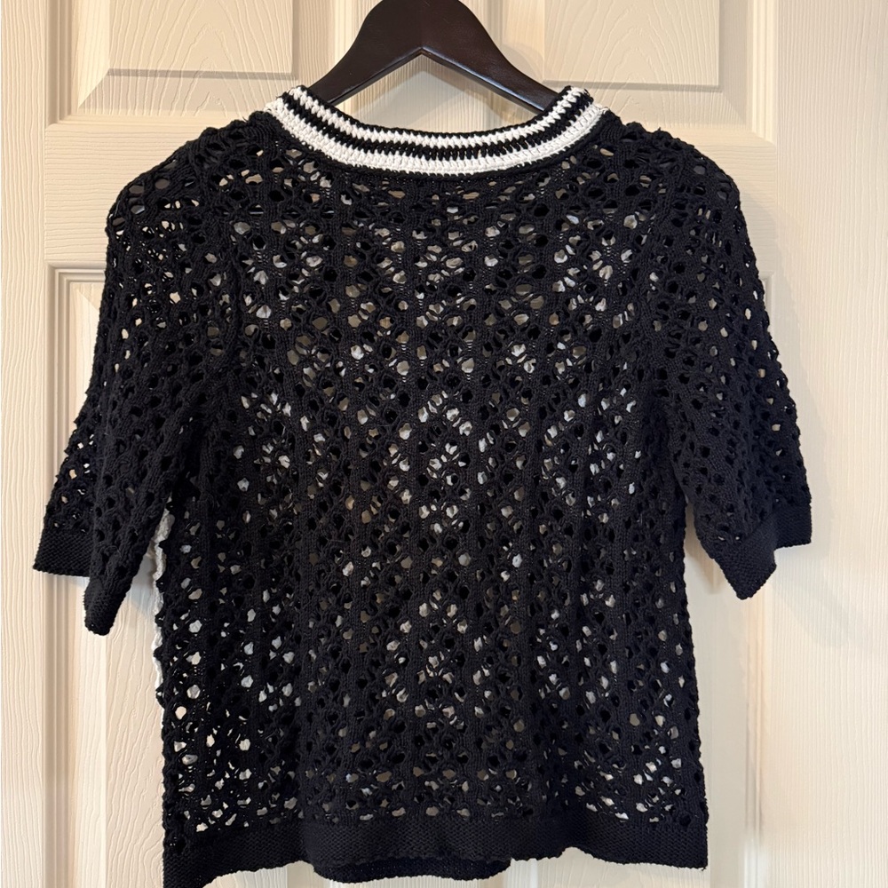 ❤️Topshop Black & White Crochet Top Size Small❤️ - Picture 3 of 6